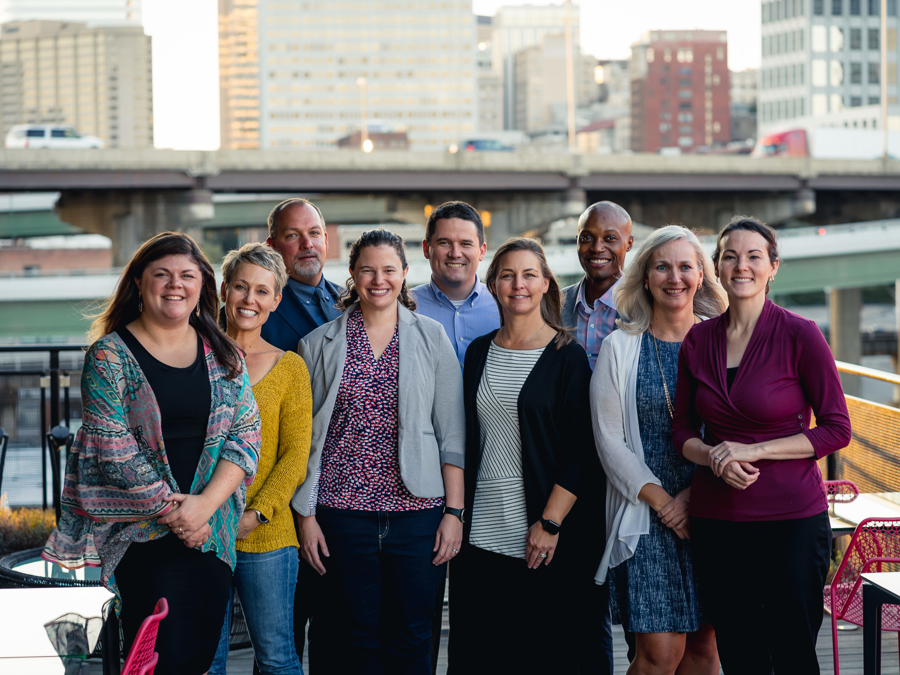 9 members of Connor's Heroes Board Of Directors pose for a photo on the rooftop