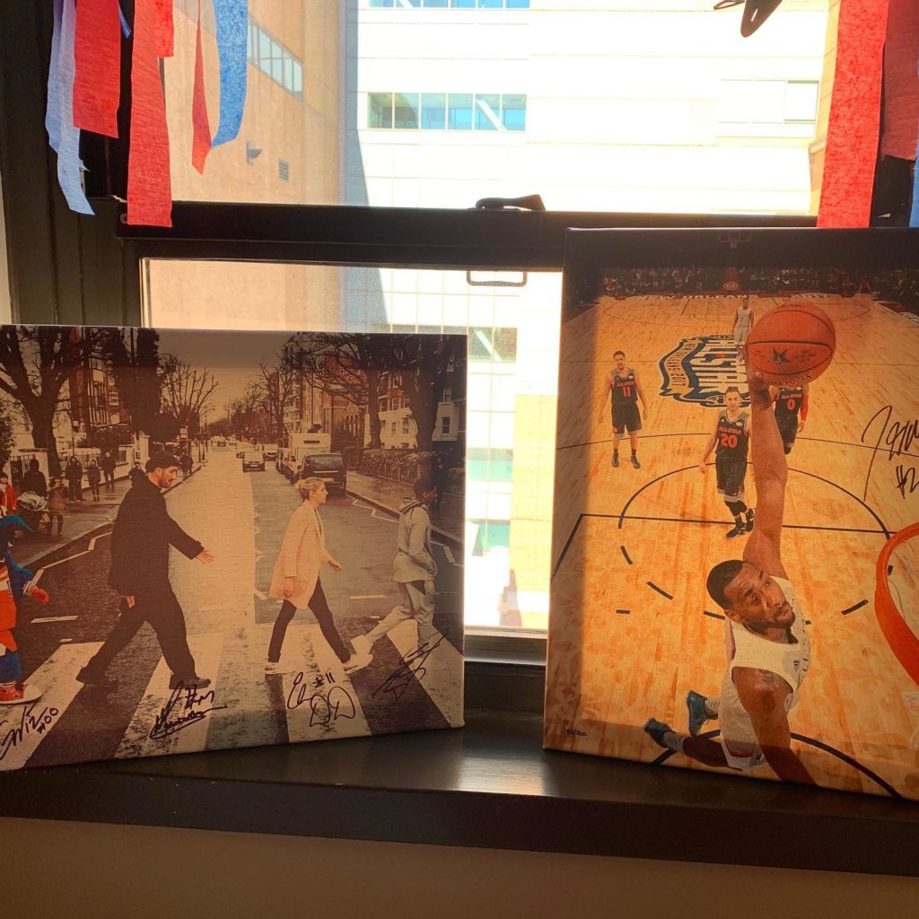 Autographed pictures of basketball players