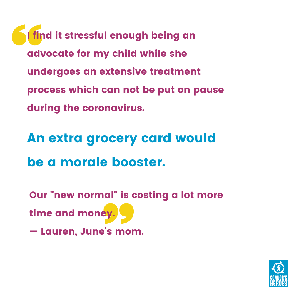 Donate to give a gift card to a family with a child who is in treatment for cancer during the coronavirus
