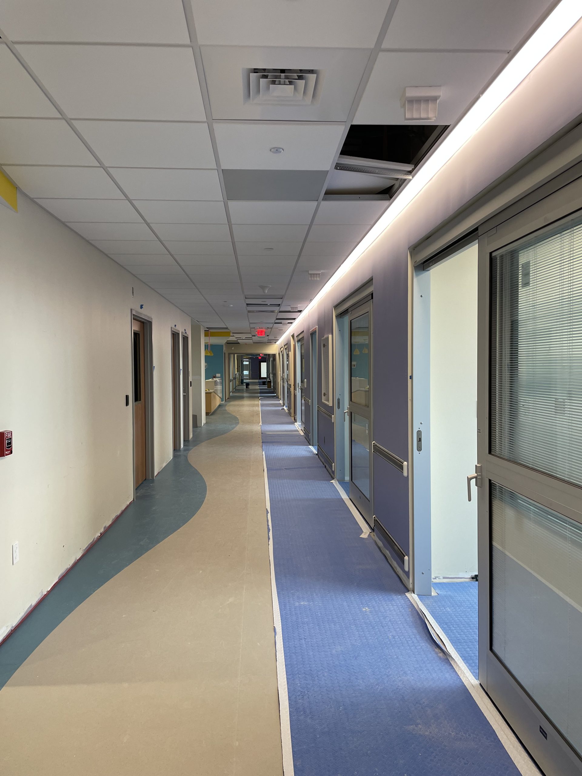 A hallway of a hospital under construction