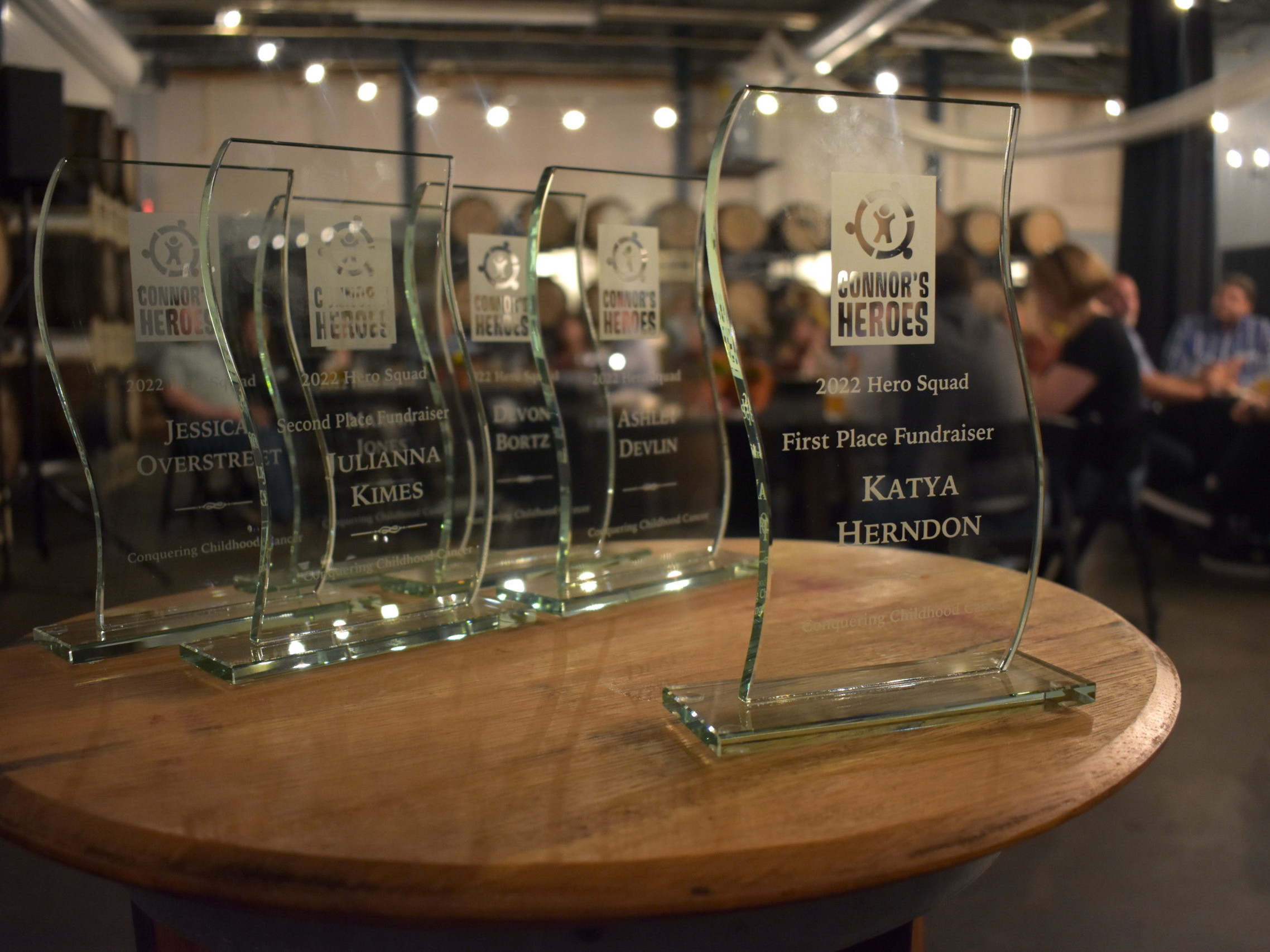 All the awards sitting on a table