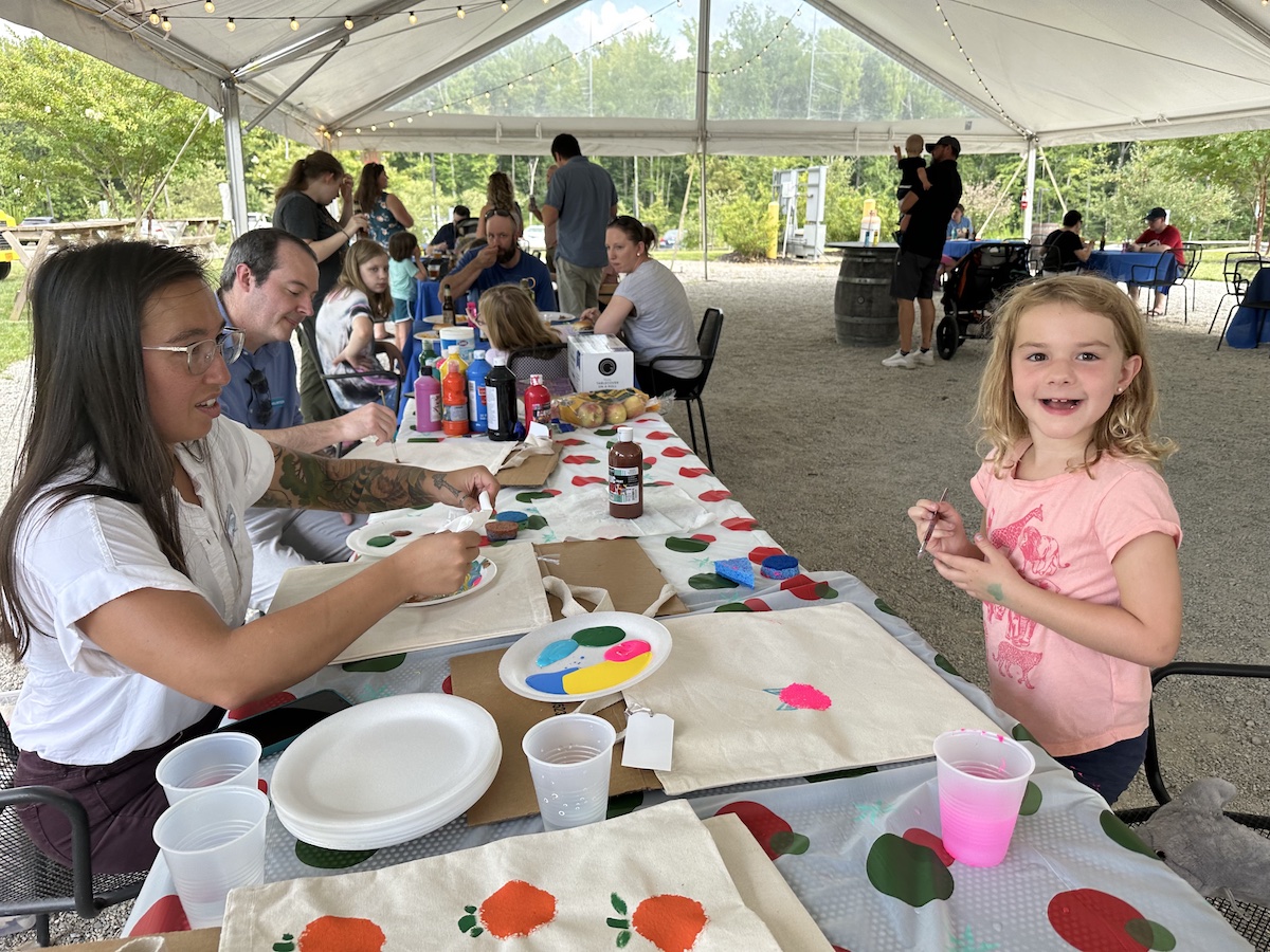 A child working on a craft