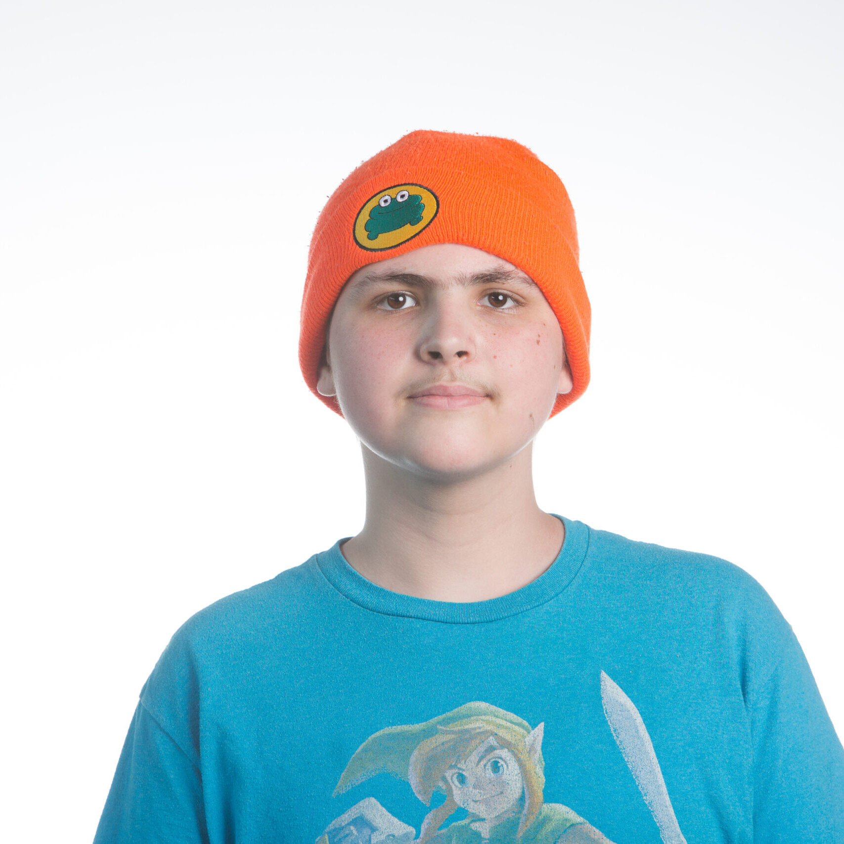 TK wearing an orange hat