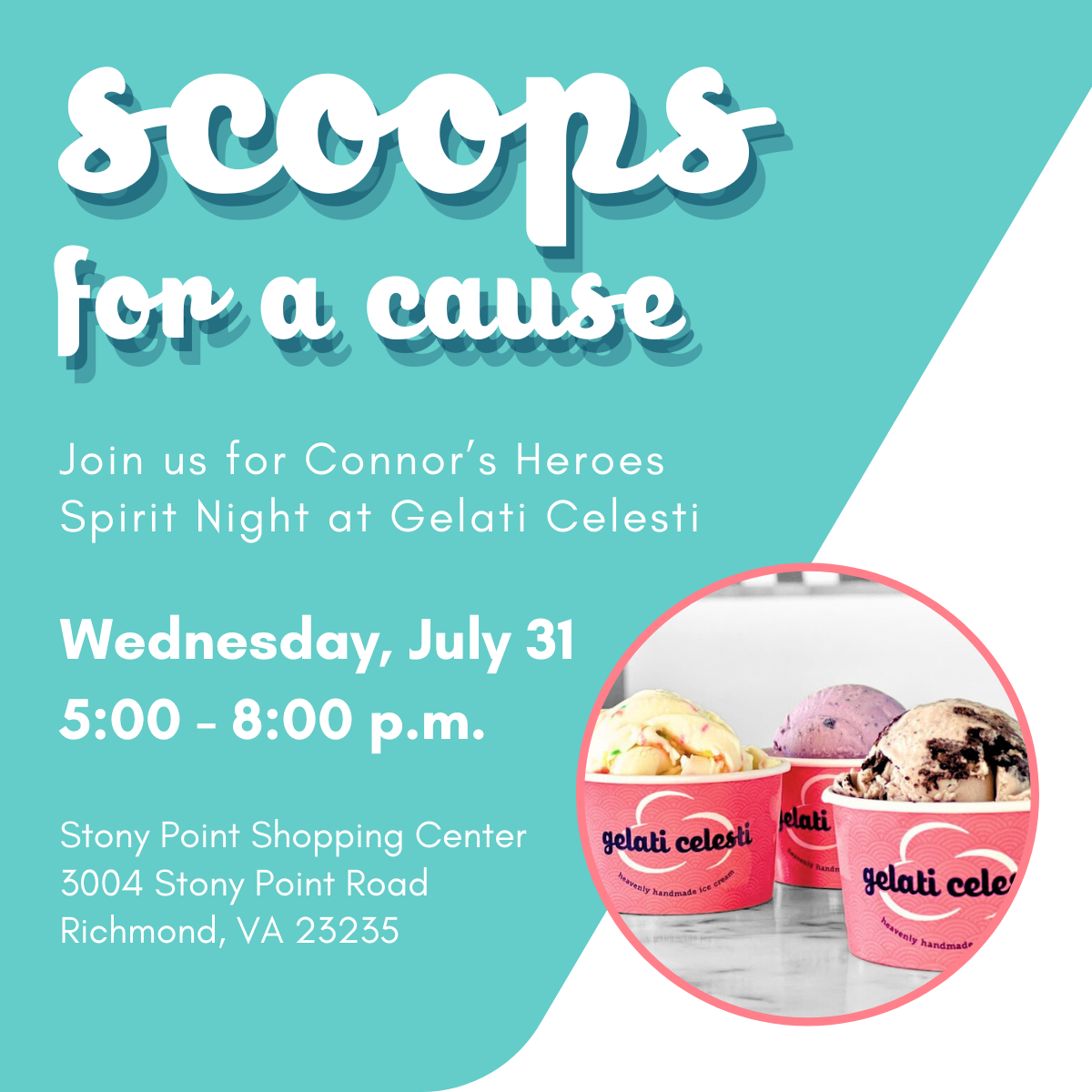 Flyer for gelati night at Stony Point location