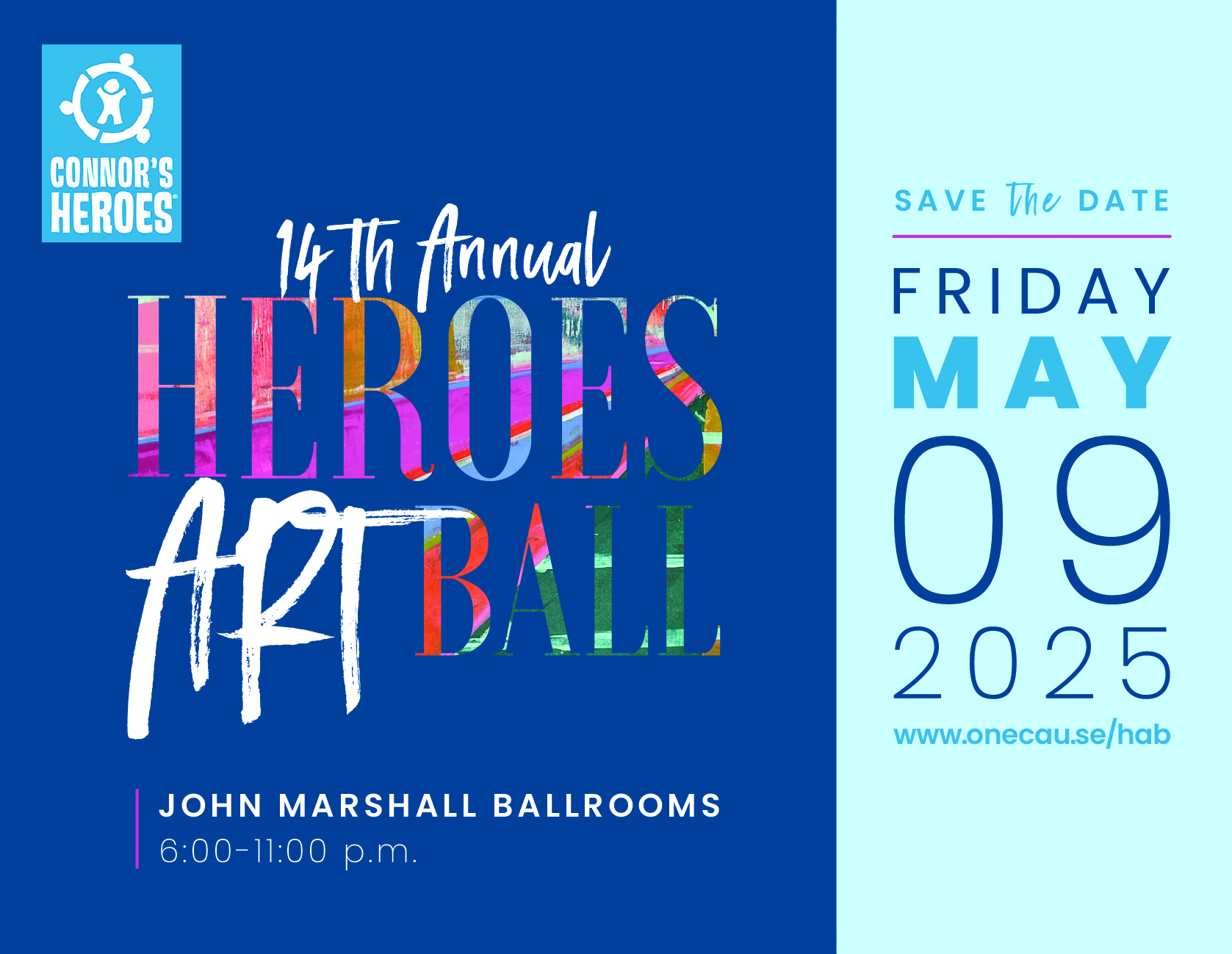 Logo for Connor's Heroes fundraising gala the Heroes Art Ball May 9 2025