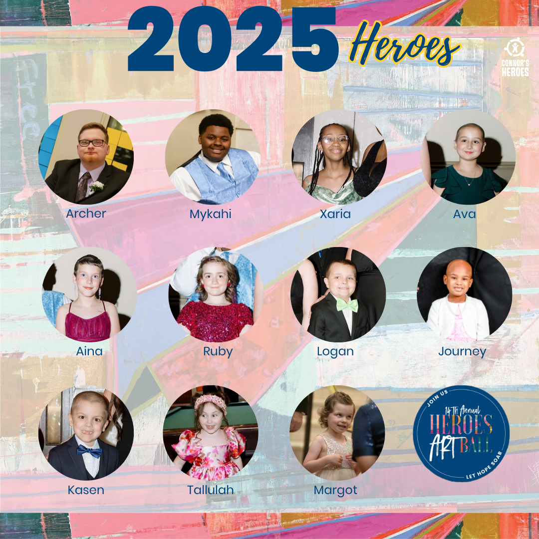 Image of the childhood cancer heroes at the heroes art ball